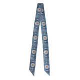 Tirzah Lane Art Blue Cross Geometric Twilly Scarf: Western Satin Chiffon Hair & Neck Scarf