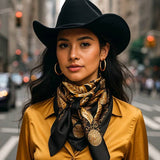 Rodeo Drive Black and Gold Floral Wild Rag - Western Scarf