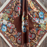 Rodeo Drive Brown and Cream Floral Wild Rag - Western Scarf
