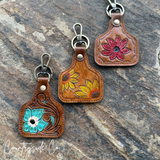 Countryside Co. Cowtag Tooled Flower Keychain
