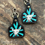 Countryside Co Cowtag Tooled Leather Keychain