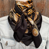 Rodeo Drive Black and Gold Floral Wild Rag - Western Scarf