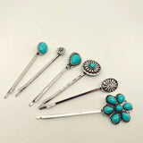 Mio Queena Western Style Vintage Turquoise Hairpin Hair Clip - WJ
