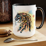 All Designs Equine Indian Feather Horse Watercolor Mug, Horse Lover Gift