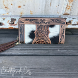 Countryside Co. Adeline Cowhide Tooled Leather Wallet Wristlet