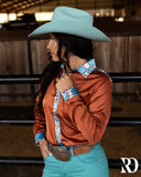 Ranch Dress'n AMBER AZTEC SATIN PERFORMANCE RODEO SHIRT