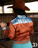 Ranch Dress'n AMBER AZTEC SATIN PERFORMANCE RODEO SHIRT