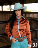 Ranch Dress'n AMBER AZTEC SATIN PERFORMANCE RODEO SHIRT