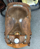 C2713 Used Kathy's Pleasure Saddle 16" Wide Tree Light Oil Floral