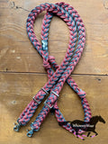 WhinneyWear 8ft Red & Grey Braided Reins