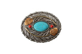 Blazin Roxx Oval Buckle with Turquoise Stone Feather