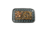 Blazin Roxx Rectangle Buckle with Flower and Turquoise