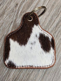Hair On Cowhide Leather Ear Tag Key chain