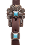 Paul Taylor 3/4" Browband Headstall - Antique Copper & Turquoise Stone