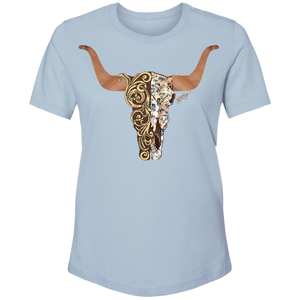 Hooey Ladie's "Yuma" Floral Skull Crew Neck Short Sleeve T-Shirt