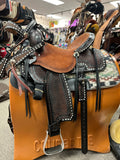 Double J Brittany Pozzi Barrel Saddle Snake Skin Black Vintage 13.5