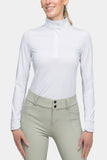 Kastel Denmark Long Sleeve White Tailored Show Shirt with Lithograph Leaf Trim