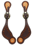 Paul Taylor Ladies Two Toned Diamond Tooled Spur Strap (Antique Floral Buckle)