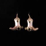 Silver Strike Ladies Pink Cowgirl Boots Earrings