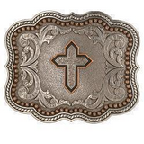 Rectangle Scalloped Copper Cross Buckle