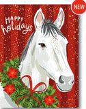 Leanin Tree White Horse with Wreath Around Neck Boxed Notecards