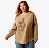 Ariat Womens Canvas Oversized Long Sleeve T-Shirt