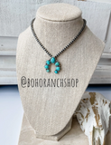 Boho Ranch Shop Squash Blossom Choker Western Pendant Necklace - Turquoise