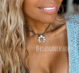 Boho Ranch Shop Squash Blossom Choker Western Pendant Necklace - Turquoise