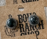 Boho Ranch Shop *Special Order* Western Mini Stone Stud Earrings - Black Circle