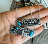 Boho Ranch Shop Western Stone Bar Necklace - Horses