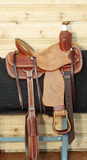 SRS Junior Cowboy Saddle – Medium Oil & Roughout – Geometrically Tooled - 12"