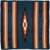 Wyoming Traders Silk Wild Rag - Teal and Tan Aztec