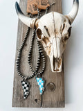Boho Ranch Shop Western Checkered Lightning Bolt Thunder Pendant Necklace