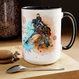 All Designs Equine Dressage Horse Half Pass Horse Watercolor Two Toned Mug
