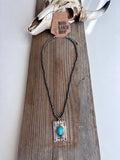 Boho Ranch Shop Western Rectangle Pendant Navajo Pearl Bead Necklace