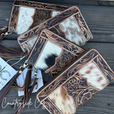 Countryside Co. Adeline Cowhide Tooled Leather Wallet Wristlet