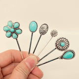 Mio Queena Western Style Vintage Turquoise Hairpin Hair Clip - WJ