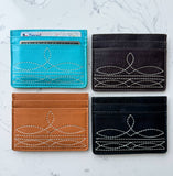 Boho Ranch Shop Western Boot Stitch Leather Credit Card Holder Money holder