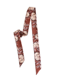 Tirzah Lane Art Rustic Wild Roses Twilly Scarf in Oxblood: Western Floral Satin Chiffon Scarf