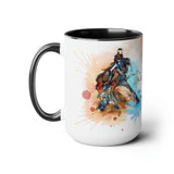All Designs Equine Dressage Horse Half Pass Horse Watercolor Two Toned Mug