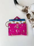 Boho Ranch Shop Cowhide Credit Card Holder Keychain - Gift Card holder: Tan + White