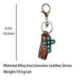 Mio Queena Leather Western Style Turquoise Pendant Keychains  - WJ