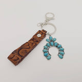 Mio Queena Leather Western Style Turquoise Pendant Keychains  - WJ