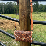 Countryside Co. Stampede Double Horseshoe Tooled Leather Purse Crossbody