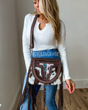 Boho Ranch Shop THE CAROLINE CROSSBODY steer longhorn - cowhide purse bag
