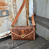 Countryside Co. Stampede Double Horseshoe Tooled Leather Purse Crossbody