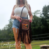 Texas Western Cowhide Bags and More Prairie Sky Tooled Leather Purse