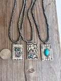 Boho Ranch Shop Western Rectangle Pendant Navajo Pearl Bead Necklace