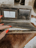 Texas Western Cowhide with Tooled Leather Womens Wallet Clutch