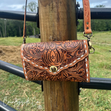 Countryside Co. Stampede Double Horseshoe Tooled Leather Purse Crossbody